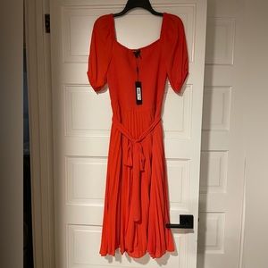 NWT Donna Karan Pleated Dress with Sash Tie